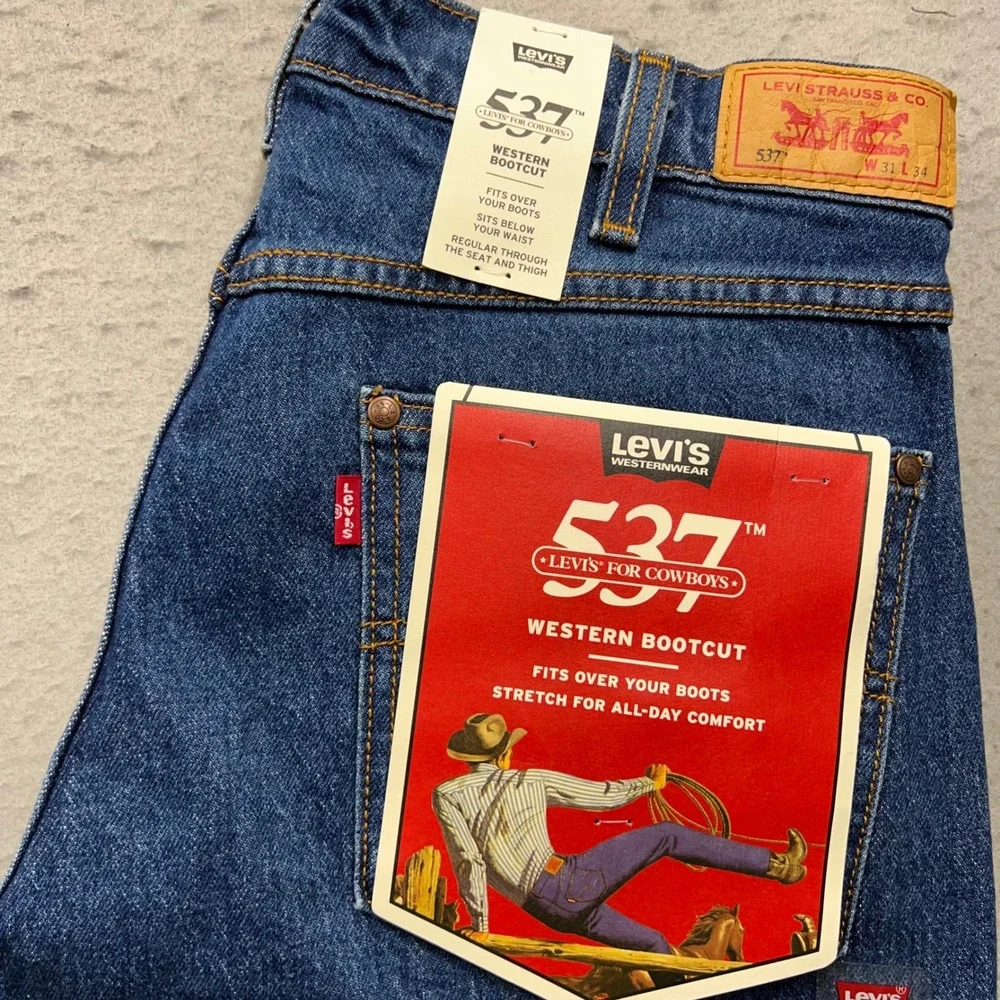 Levis 537 Western Bootcut Jeans Mens 31x34 Medium Wash Stretch Denim NWT 2364